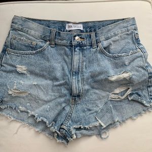 Zara high rise denim shorts